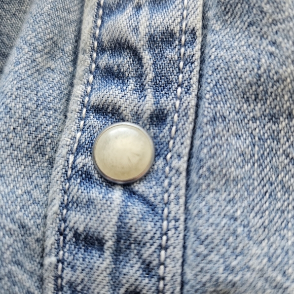 Lucky Brand Denim Shirt Dress XL Boho Western Coastal Cowgirl Festival - Picture 8 of 16